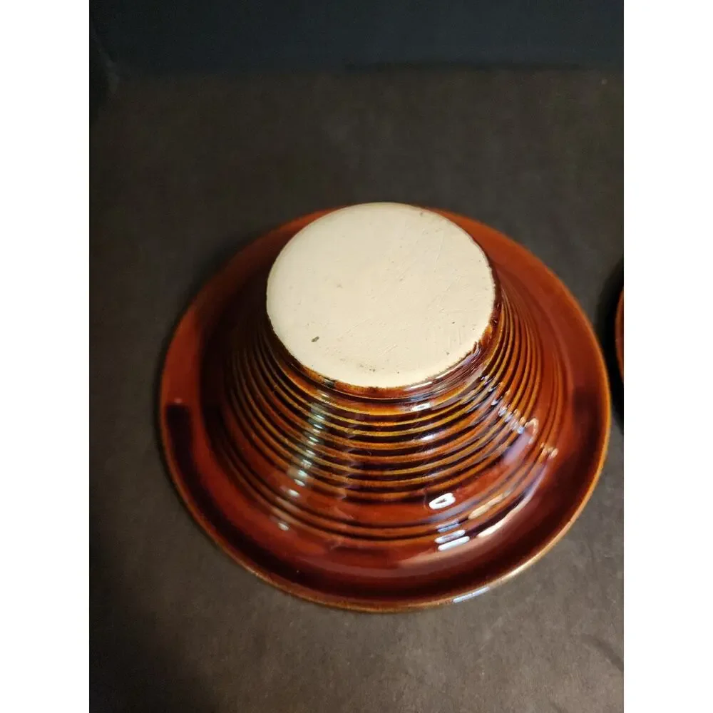 Vtg Apple Baker Hand Thrown Pottery Brown Stoneware 6.5